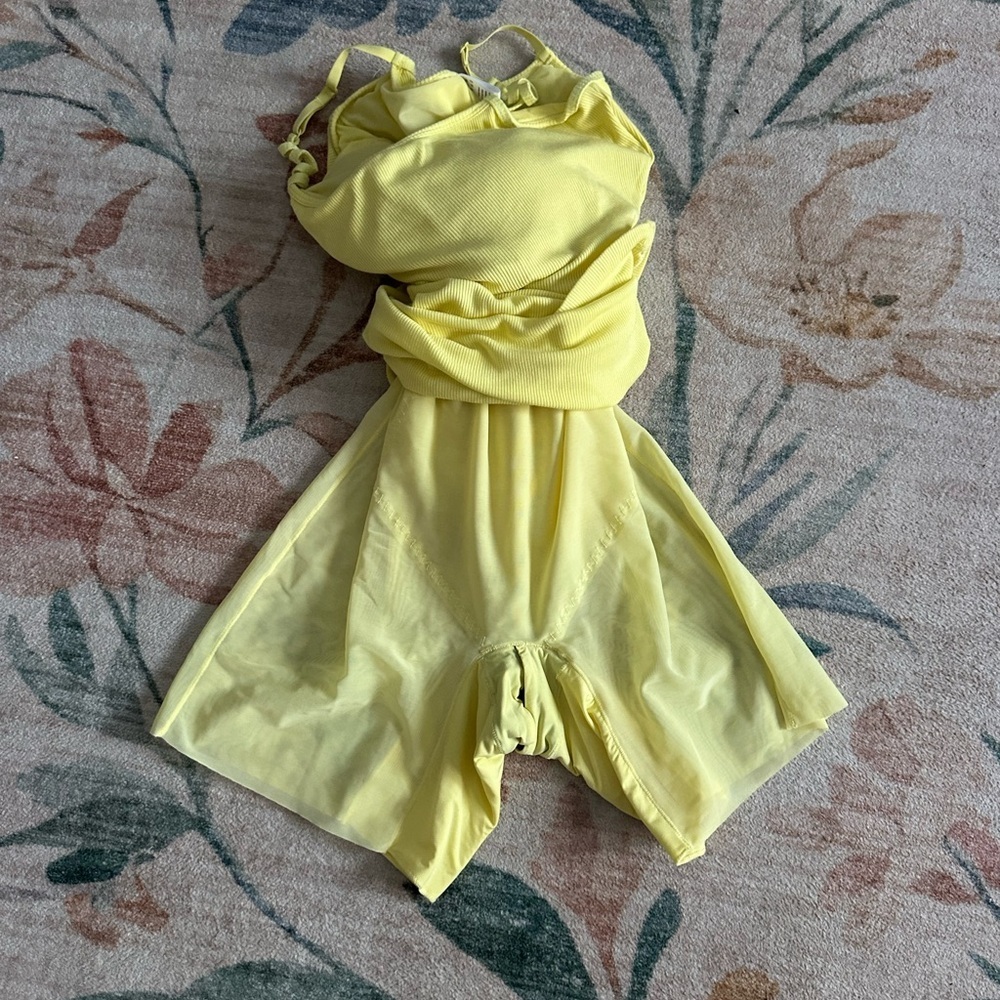POPILUSH Shapewear Solid Modal Butt Lift Mini Slip Dress In Yellow - Picture 8 of 8